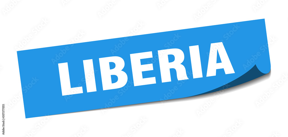 Liberia sticker. Liberia blue square peeler sign Liberia sticker. Liberia blue square peeler sign
