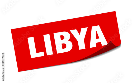 Libya sticker. Libya red square peeler sign