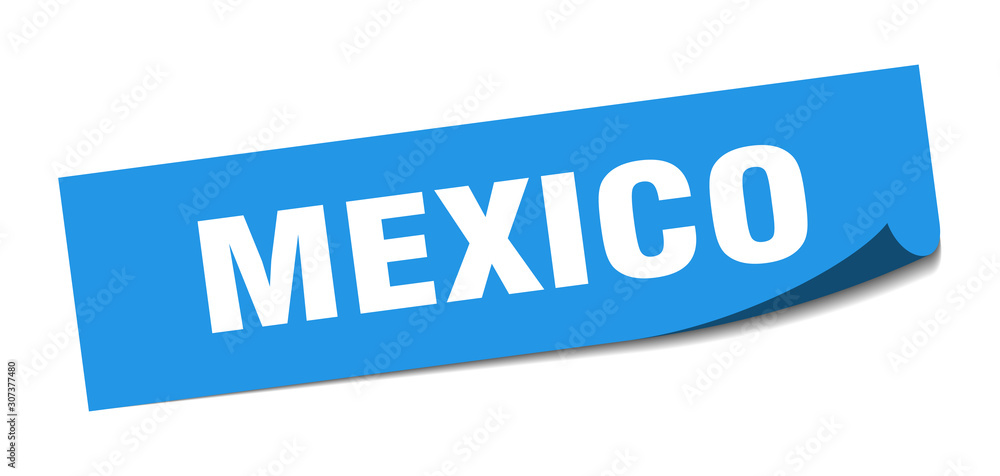 Mexico sticker. Mexico blue square peeler sign