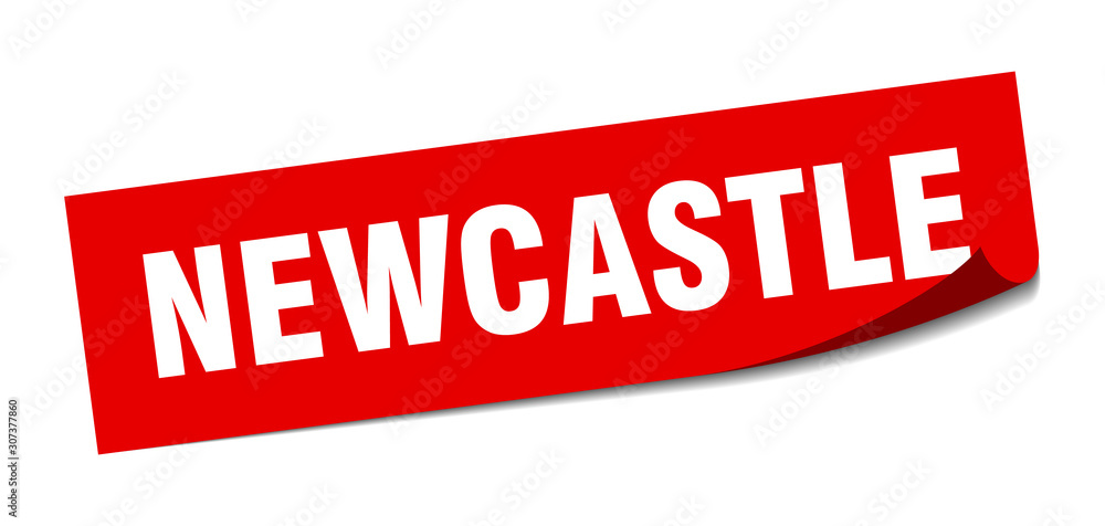 Newcastle sticker. Newcastle red square peeler sign Newcastle sticker. Newcastle red square peeler sign