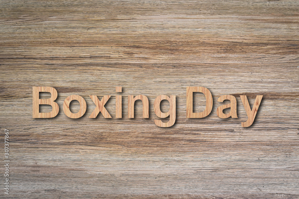 Boxing Day alphabet letters on wood background