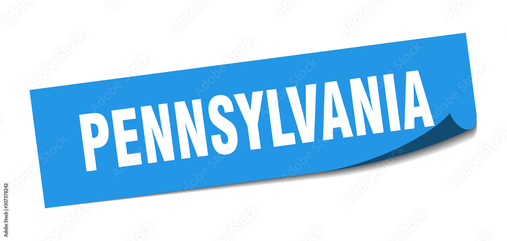 Pennsylvania sticker. Pennsylvania blue square peeler sign