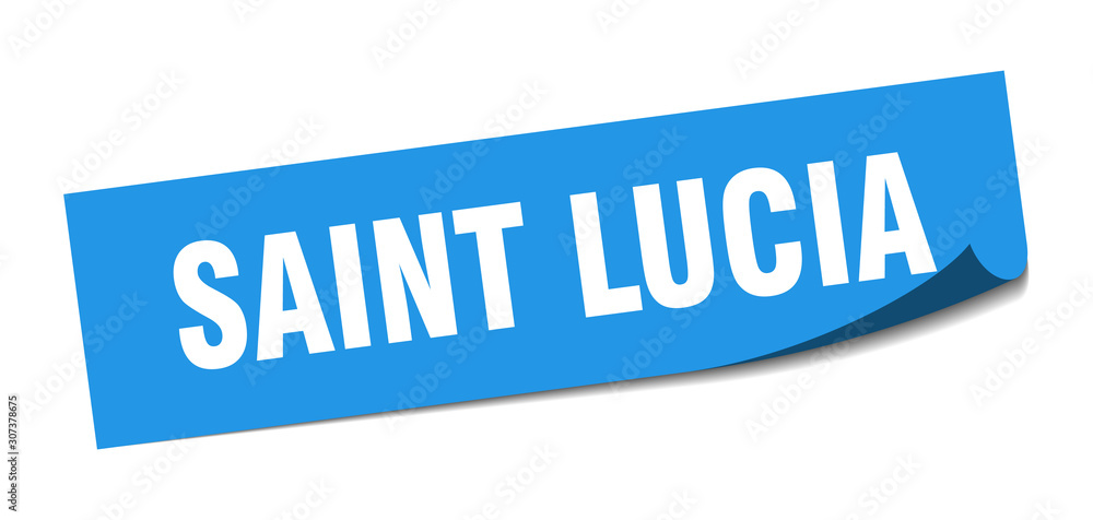 Saint Lucia sticker. Saint Lucia blue square peeler sign