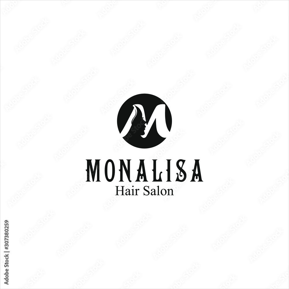 Hairstyle Logo Beauty Woman Letter M And Silhouette Face With Hair For Saloon Design Stock Vector Adobe Stock