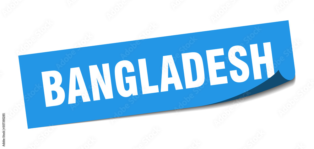 Bangladesh sticker. Bangladesh blue square peeler sign