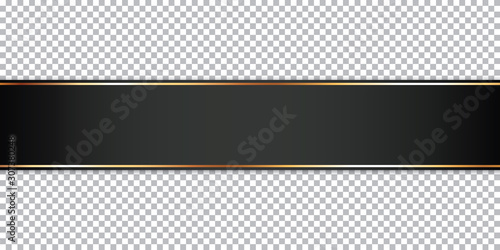 black ribbon banner on transparent background