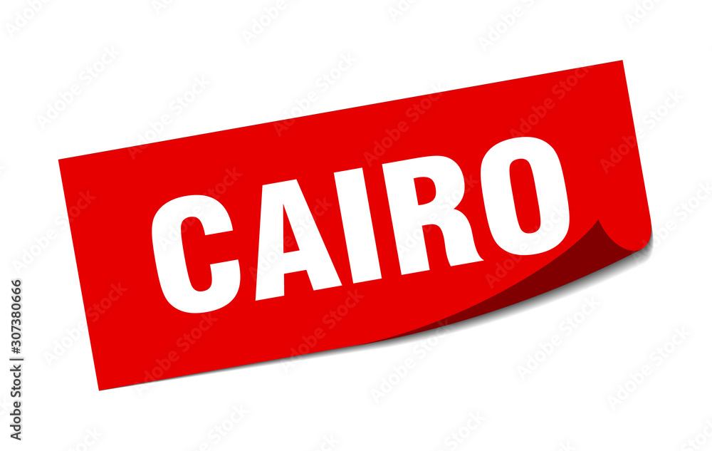 Cairo sticker. Cairo red square peeler sign Cairo sticker. Cairo red square peeler sign