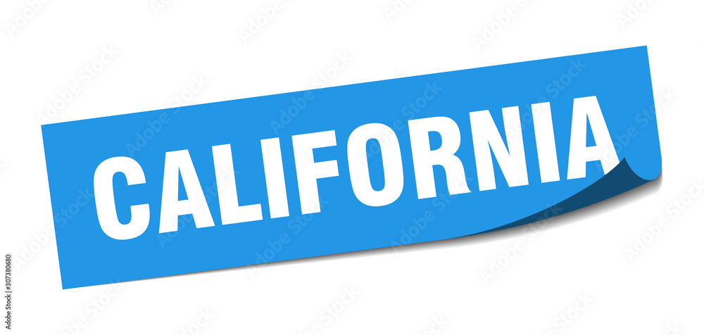 California sticker. California blue square peeler sign California sticker. California blue square peeler sign
