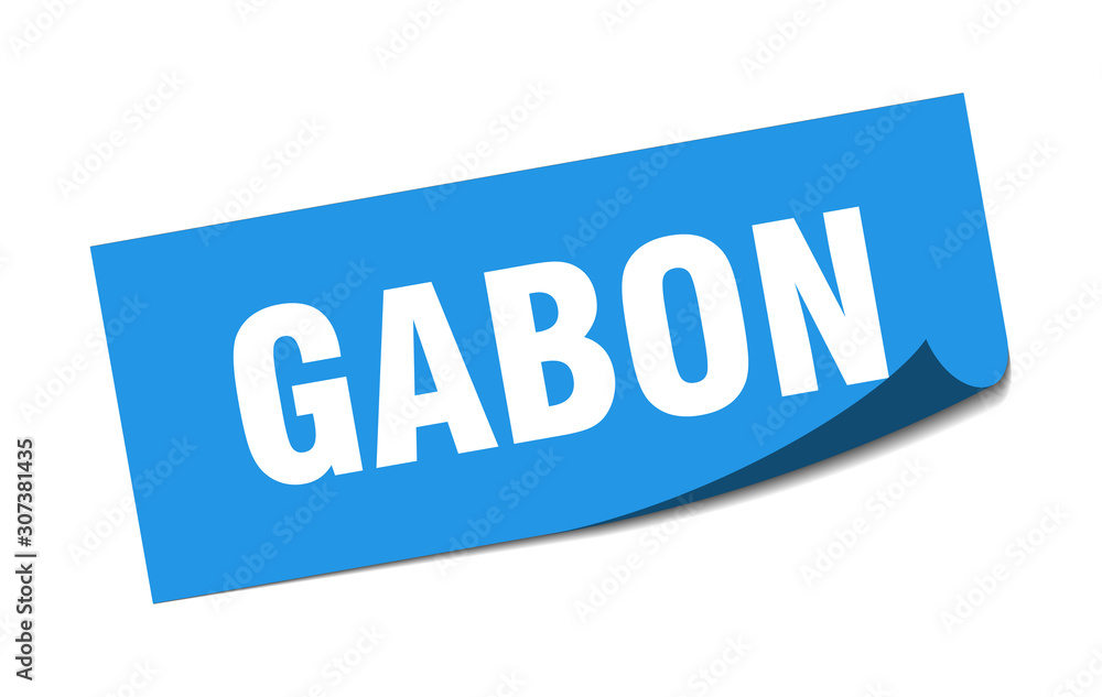 Gabon sticker. Gabon blue square peeler sign Gabon sticker. Gabon blue square peeler sign