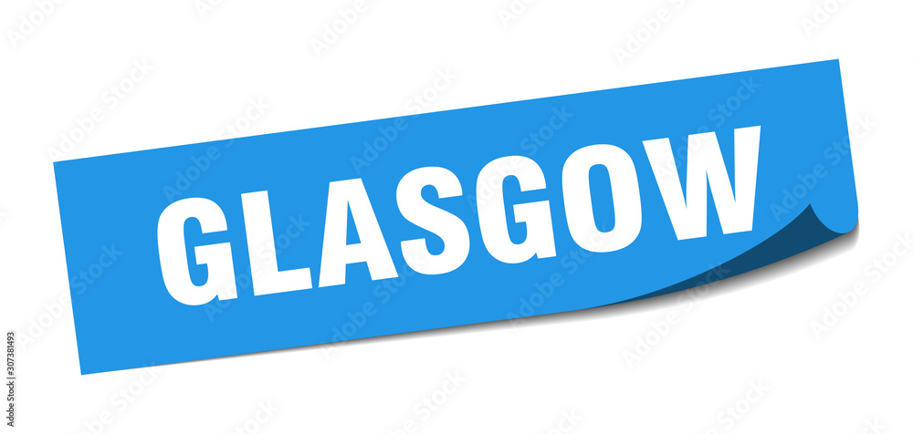 Glasgow sticker. Glasgow blue square peeler sign