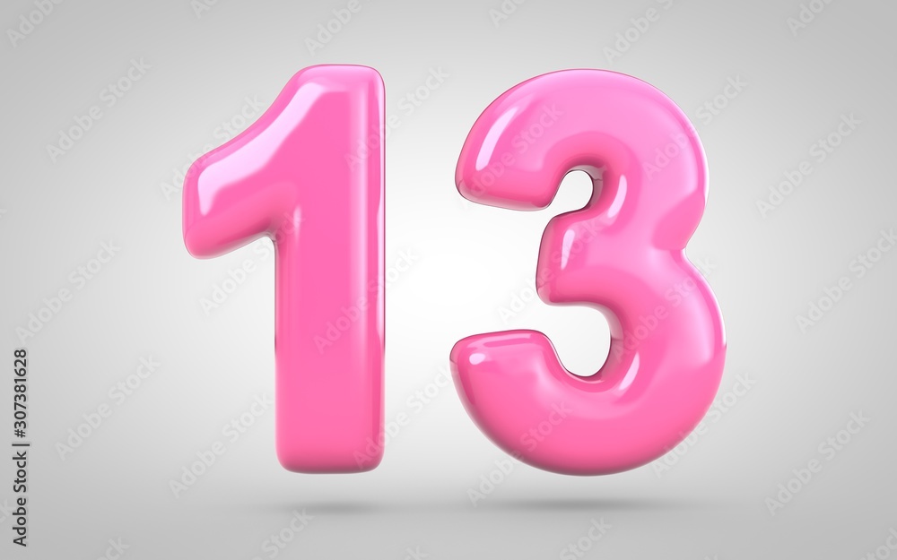 Bubble Gum number 13 isolated on white background. Bubble Gum number 13 isolated on white background.