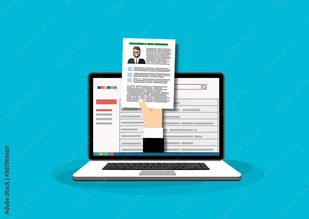Human resources, online job application, job interview vector concept Human resources, online job application, job interview vector concept