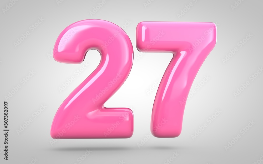 Bubble Gum number 27 isolated on white background.