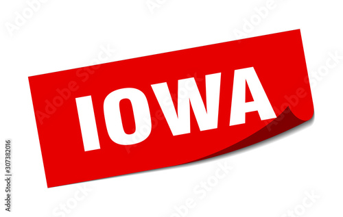 Iowa sticker. Iowa red square peeler sign