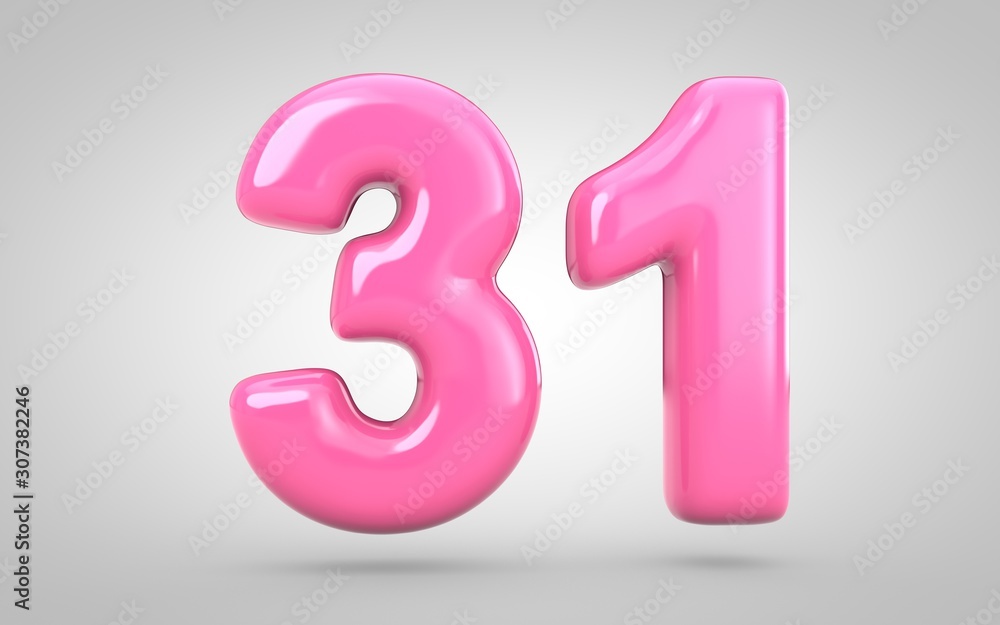 Bubble Gum number 31 isolated on white background. Bubble Gum number 31 isolated on white background.