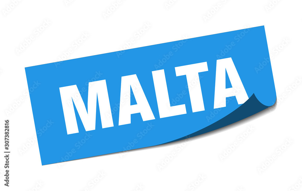 Malta sticker. Malta blue square peeler sign Malta sticker. Malta blue square peeler sign