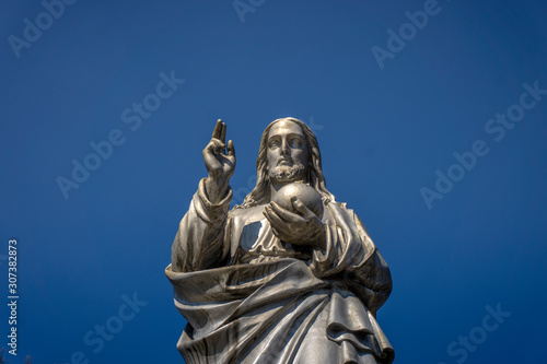 sculpture of jesus in the cemetery