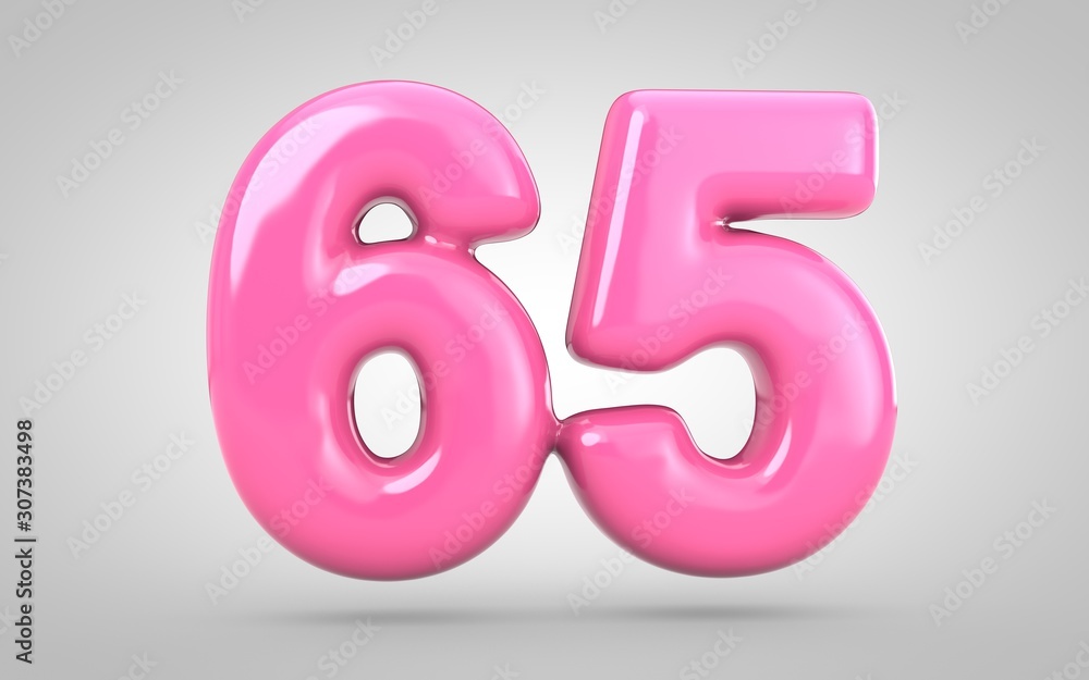 Bubble Gum number 65 isolated on white background. Bubble Gum number 65 isolated on white background.