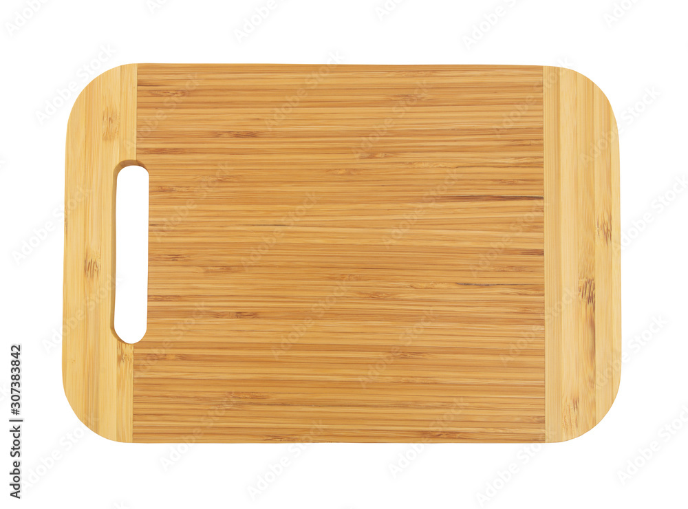 Bamboo cutting board isolated on white, top view Bamboo cutting board isolated on white, top view