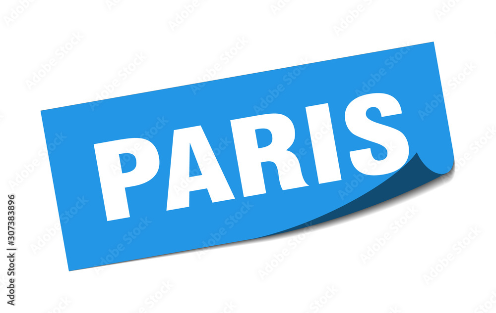 Paris sticker. Paris blue square peeler sign Paris sticker. Paris blue square peeler sign