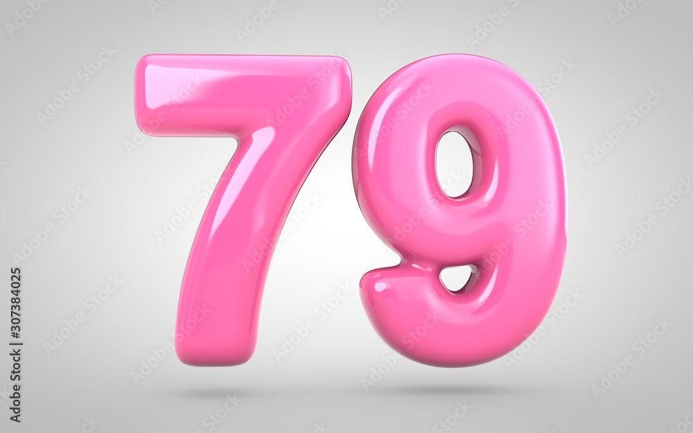 Bubble Gum number 79 isolated on white background. Bubble Gum number 79 isolated on white background.