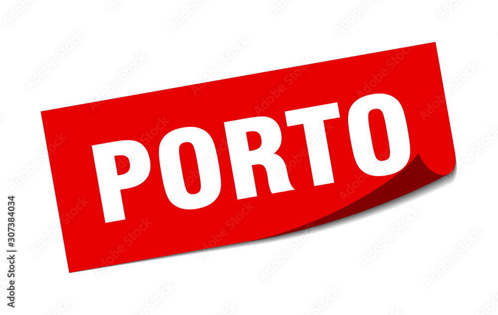 Porto sticker. Porto red square peeler sign Porto sticker. Porto red square peeler sign