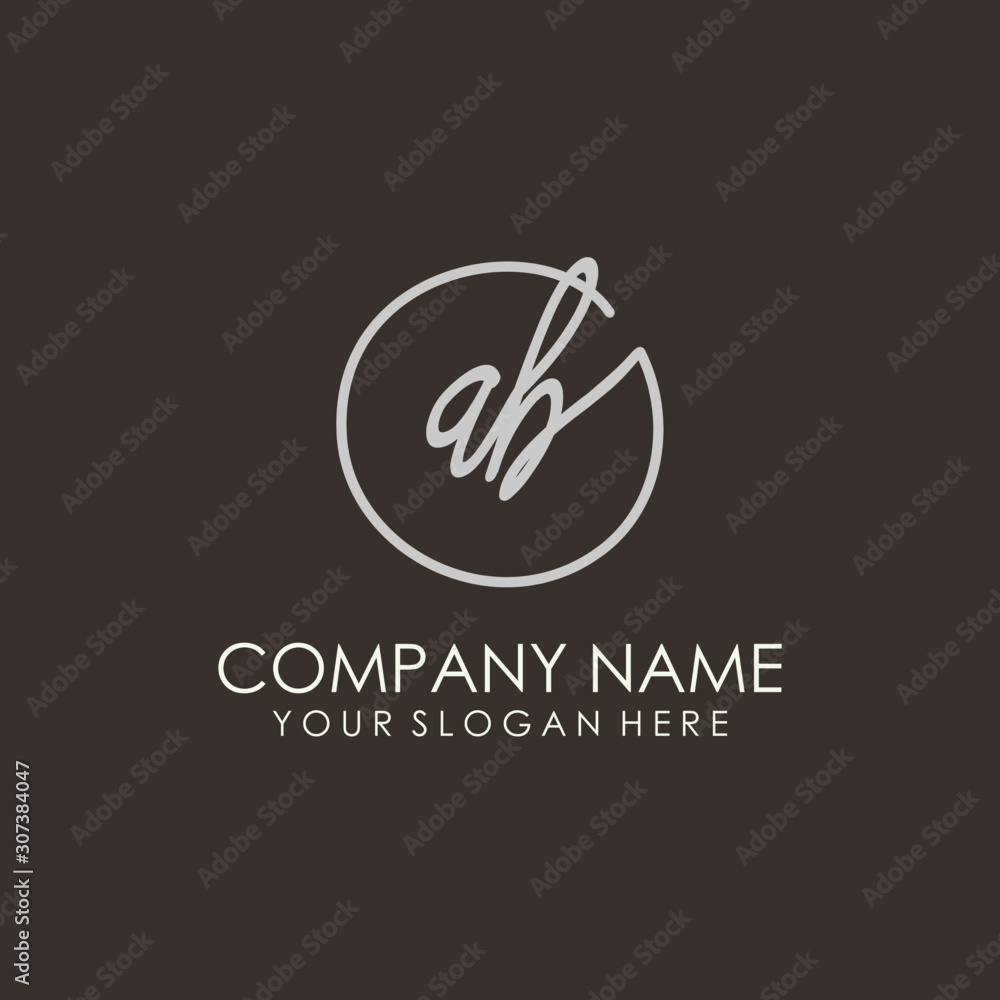 AB initials signature logo. Handwritten vector logo template connected to a circle. Hand drawn Calligraphy lettering Vector illustration. AB initials signature logo. Handwritten vector logo template connected to a circle. Hand drawn Calligraphy lettering Vector illustration.