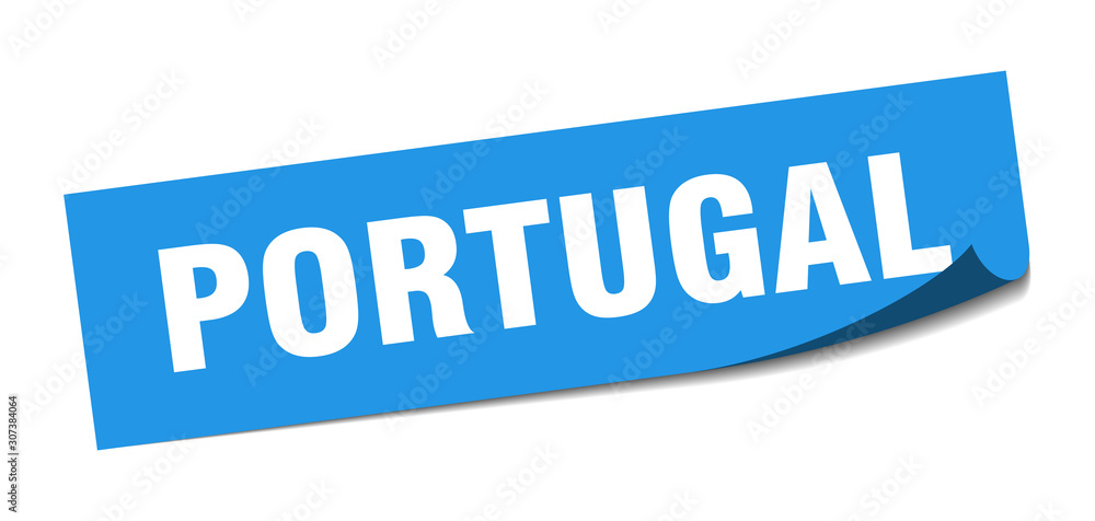 Portugal sticker. Portugal blue square peeler sign Portugal sticker. Portugal blue square peeler sign