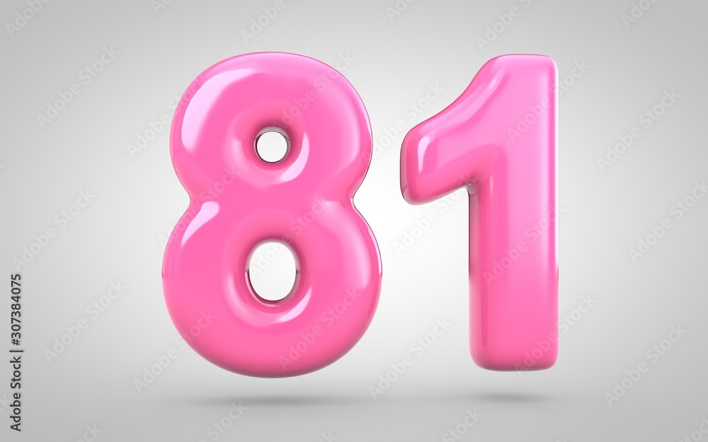 Bubble Gum number 81 isolated on white background. Bubble Gum number 81 isolated on white background.