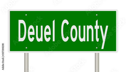 Rendering of a green 3d highway sign for Deuel County photo