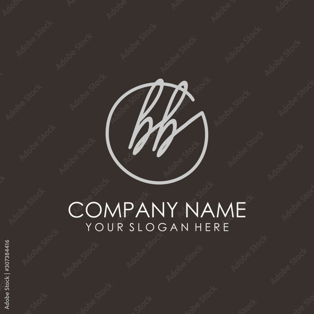 BB initials signature logo. Handwritten vector logo template connected to a circle. Hand drawn Calligraphy lettering Vector illustration. BB initials signature logo. Handwritten vector logo template connected to a circle. Hand drawn Calligraphy lettering Vector illustration.
