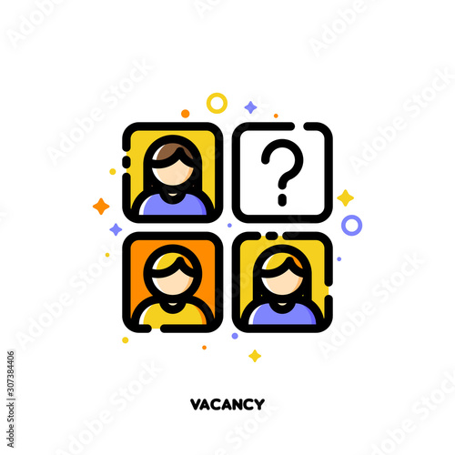 Icon of employees photos for vacancy or professional staff recruitment concept. Flat filled outline style. Pixel perfect 64x64. Editable stroke