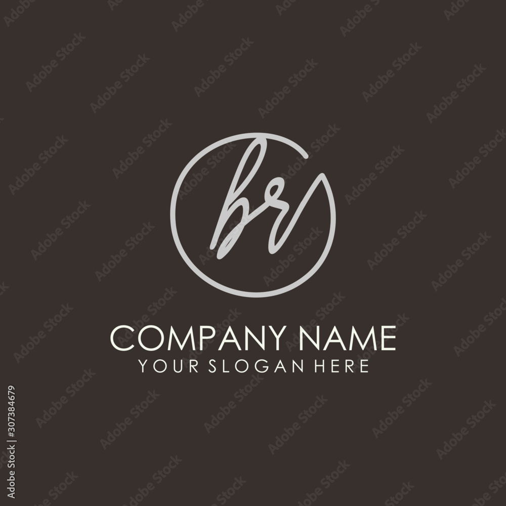 BR initials signature logo. Handwritten vector logo template connected to a circle. Hand drawn Calligraphy lettering Vector illustration. BR initials signature logo. Handwritten vector logo template connected to a circle. Hand drawn Calligraphy lettering Vector illustration.
