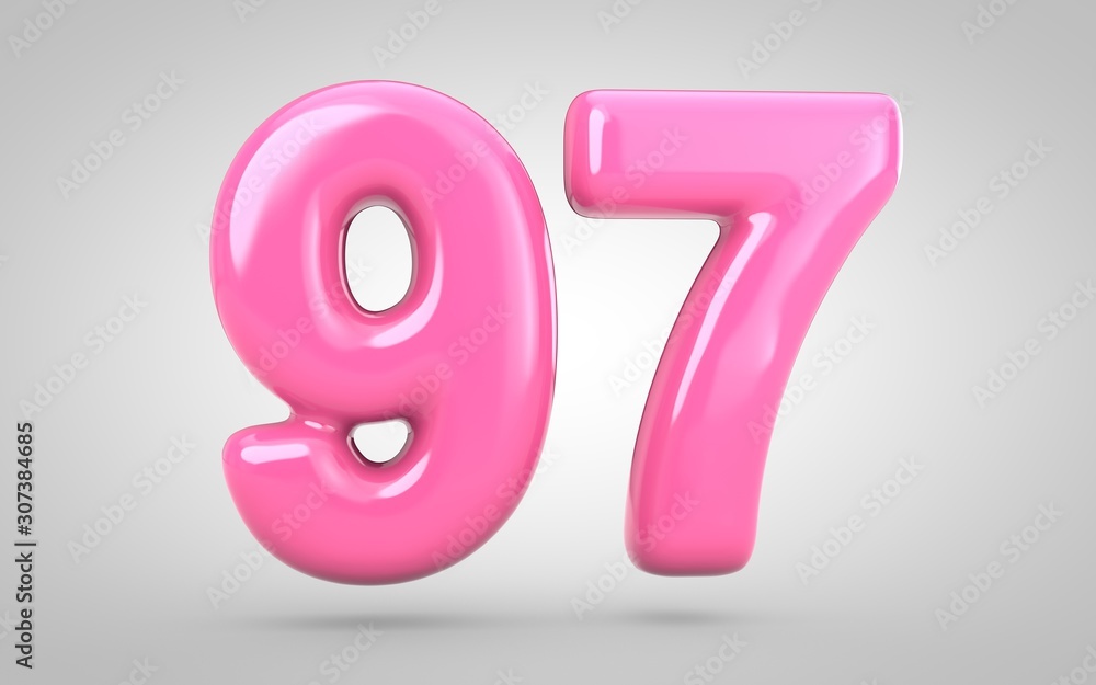 Bubble Gum number 97 isolated on white background. Bubble Gum number 97 isolated on white background.