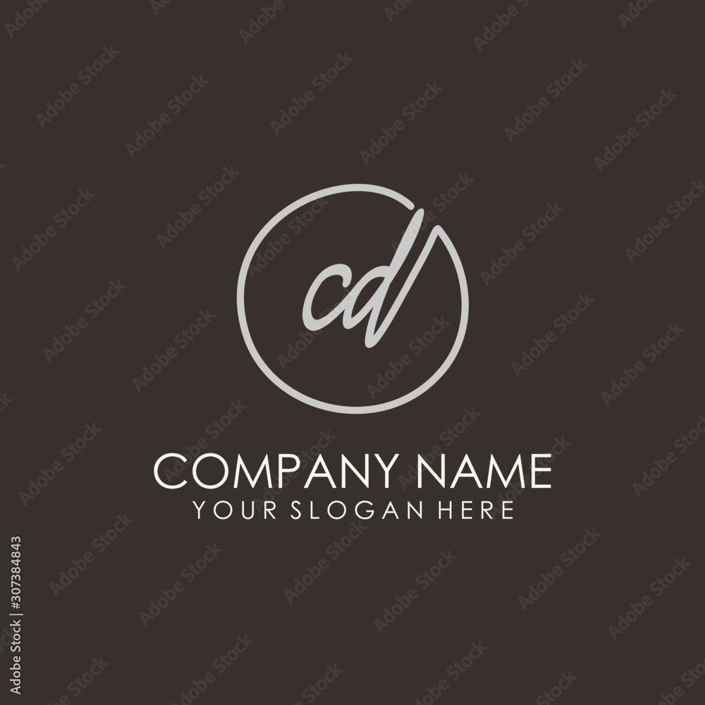 CD initials signature logo. Handwritten vector logo template connected to a circle. Hand drawn Calligraphy lettering Vector illustration. CD initials signature logo. Handwritten vector logo template connected to a circle. Hand drawn Calligraphy lettering Vector illustration.