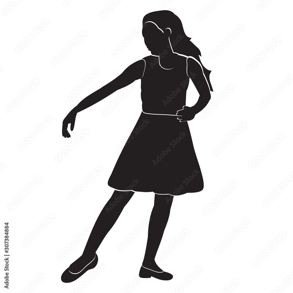 vector, isolated, silhouette with lines of a dancing girl, dance on a white background vector, isolated, silhouette with lines of a dancing girl, dance on a white background