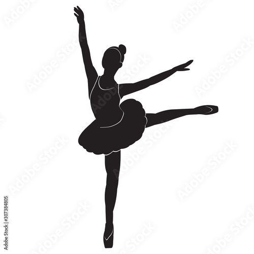 silhouette with lines of a ballerina of a dancing girl, ballet