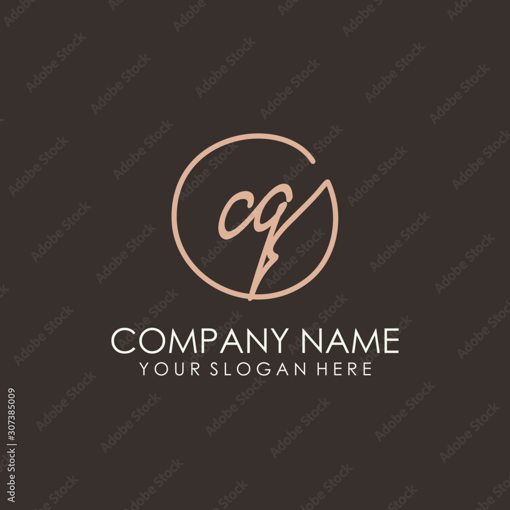 CQ initials signature logo. Handwritten vector logo template connected to a circle. Hand drawn Calligraphy lettering Vector illustration. CQ initials signature logo. Handwritten vector logo template connected to a circle. Hand drawn Calligraphy lettering Vector illustration.