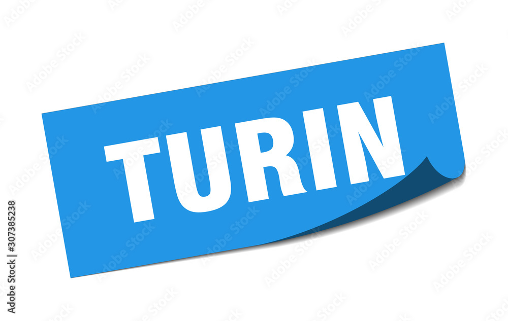 Turin sticker. Turin blue square peeler sign