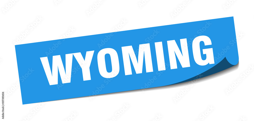 Wyoming sticker. Wyoming blue square peeler sign Wyoming sticker. Wyoming blue square peeler sign