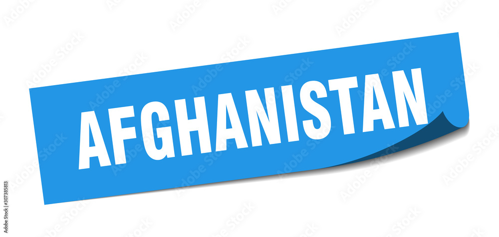 Afghanistan sticker. Afghanistan blue square peeler sign