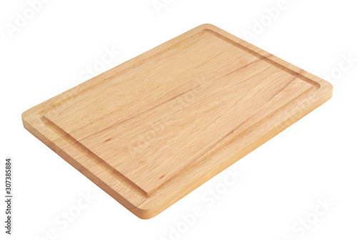 Rustic cutting board isolated on white background