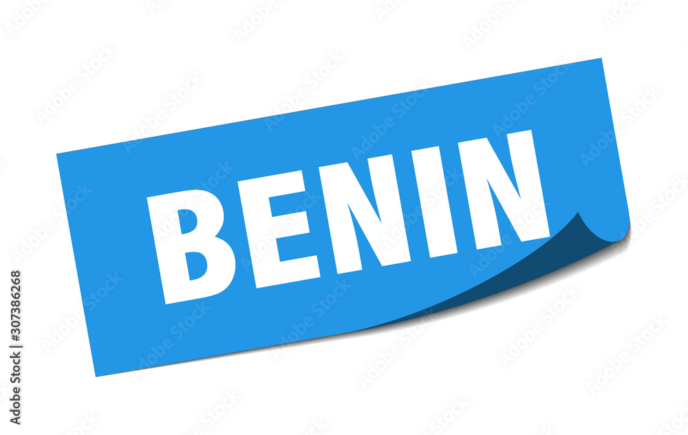 Benin sticker. Benin blue square peeler sign