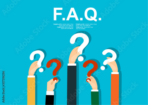 Human hands holding question mark, FAQ in flat design style, vector illustration