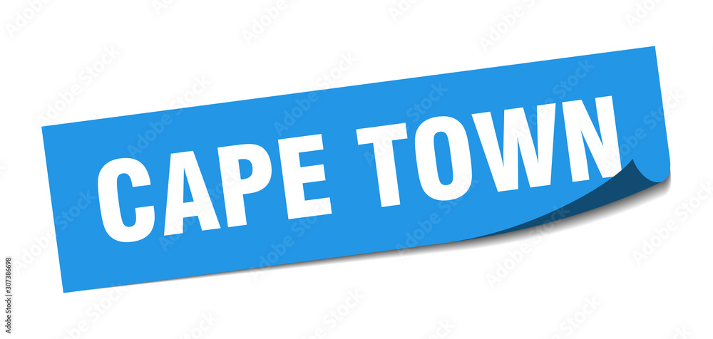 Cape Town sticker. Cape Town blue square peeler sign Cape Town sticker. Cape Town blue square peeler sign