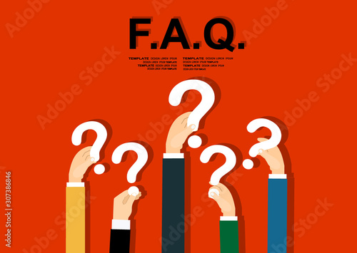Human hands holding question mark, FAQ in flat design style, vector illustration