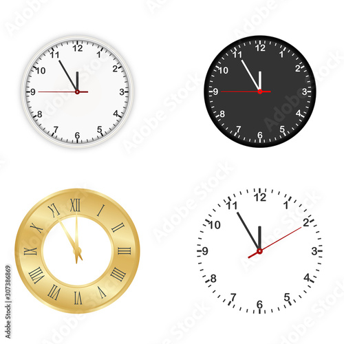 Set of classic clock icon flat isolated on white background. Vector design element