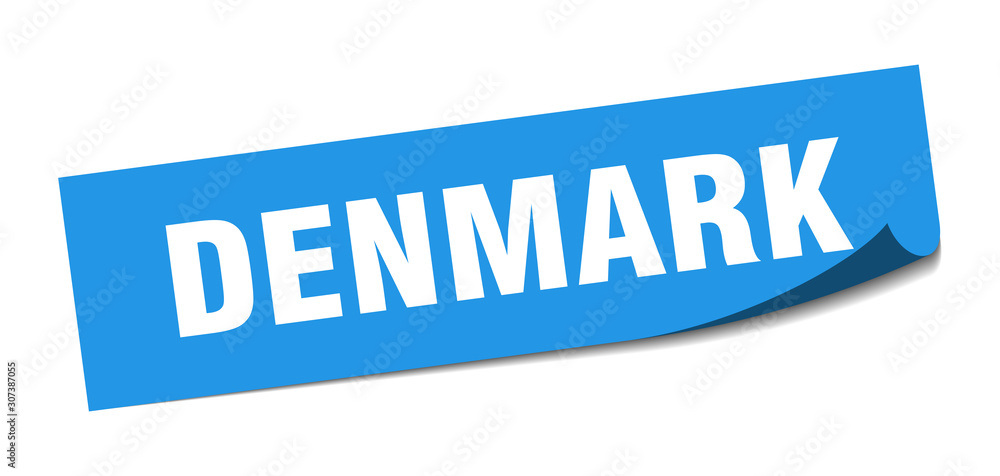 Denmark sticker. Denmark blue square peeler sign