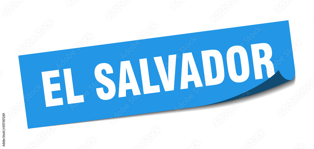 El Salvador sticker. El Salvador blue square peeler sign El Salvador sticker. El Salvador blue square peeler sign