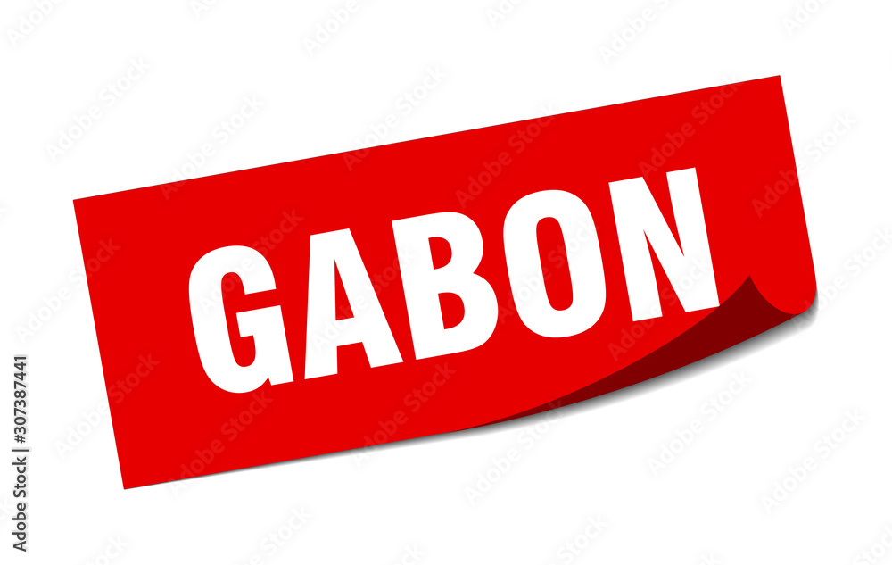 Gabon sticker. Gabon red square peeler sign Gabon sticker. Gabon red square peeler sign